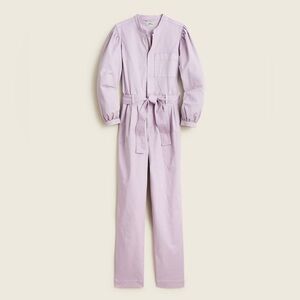 J Crew puff sleeve chino jumpsuit icy orchid purple / lilac color. Size 0